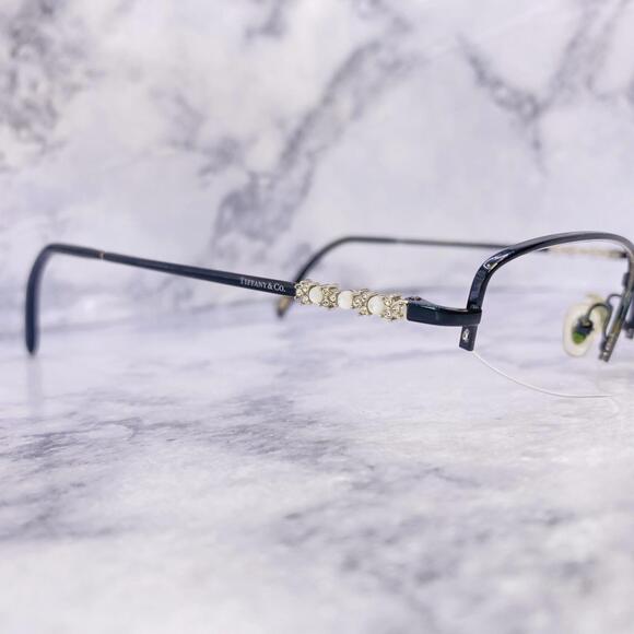 Tiffany & Co. Authentic Eyeglasses Half Rim Black Pearl 51 [] 17 135 Italy - Picture 3 of 9